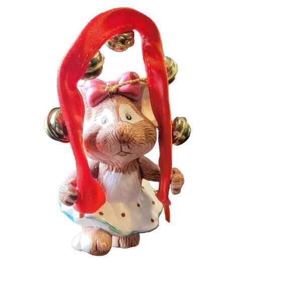 Amy Wulfing 1990 Mouse Bells Vintage Ornament Rare Christmas - Picture 1 of 4